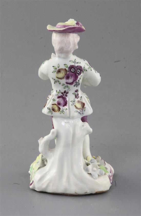 An early Derby Pale family figure of a fife and drum player, c. 1756-8, h. 15.3cm, small losses